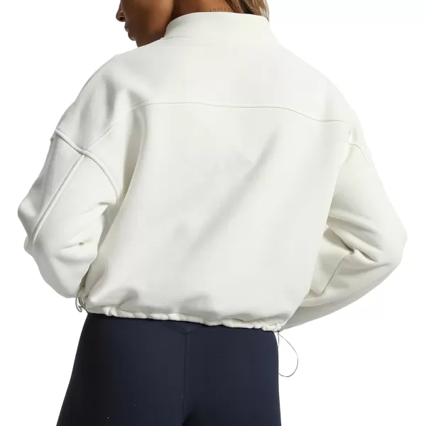 Aoxjox Womens Cotton Short Jacket with Fleece Oversized Warm Autumn Winter Long Sleeve Cloud JacketWhite