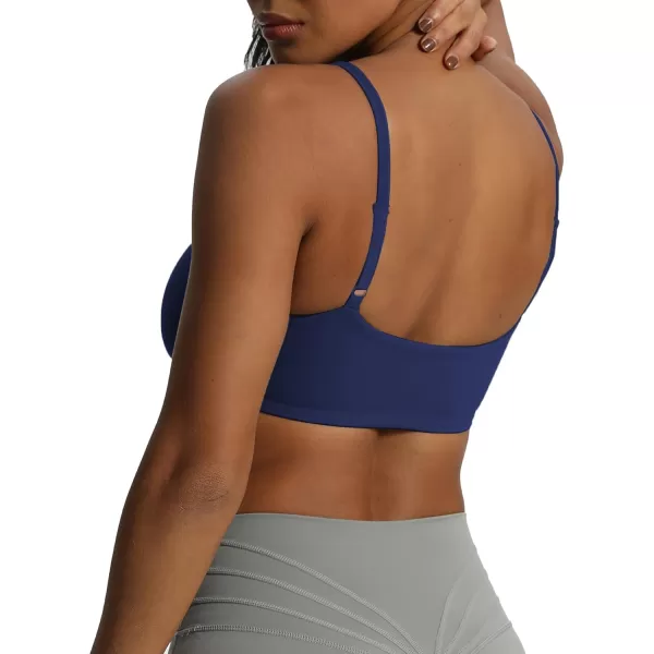 Aoxjox Womens Define Sculpt Bandeau Sports Bras Workout Curved Training Fitness Running Yoga Crop Tank TopBellwether Blue