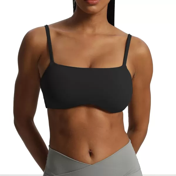 Aoxjox Womens Define Sculpt Bandeau Sports Bras Workout Curved Training Fitness Running Yoga Crop Tank TopBlack