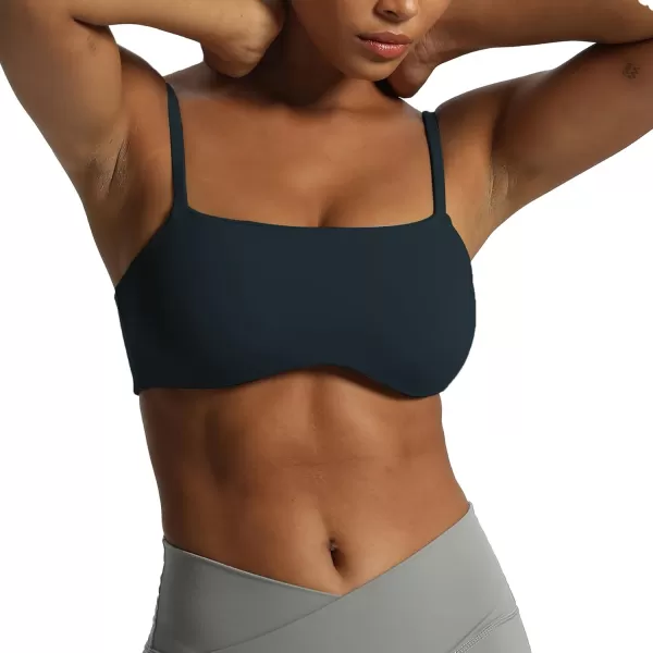 Aoxjox Womens Define Sculpt Bandeau Sports Bras Workout Curved Training Fitness Running Yoga Crop Tank TopBlueberry