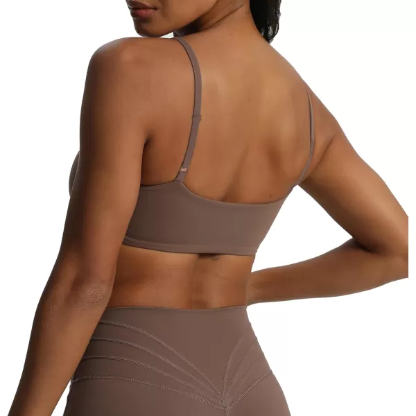 Aoxjox Womens Define Sculpt Bandeau Sports Bras Workout Curved Training Fitness Running Yoga Crop Tank TopFudge Coffee