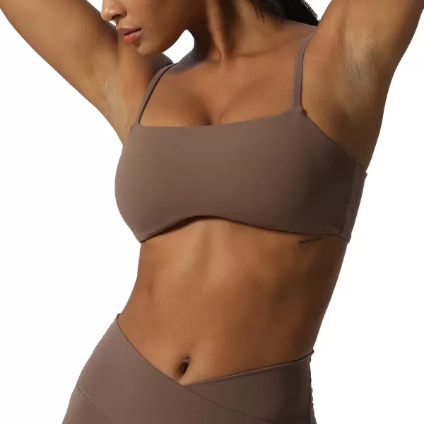 Aoxjox Womens Define Sculpt Bandeau Sports Bras Workout Curved Training Fitness Running Yoga Crop Tank TopFudge Coffee