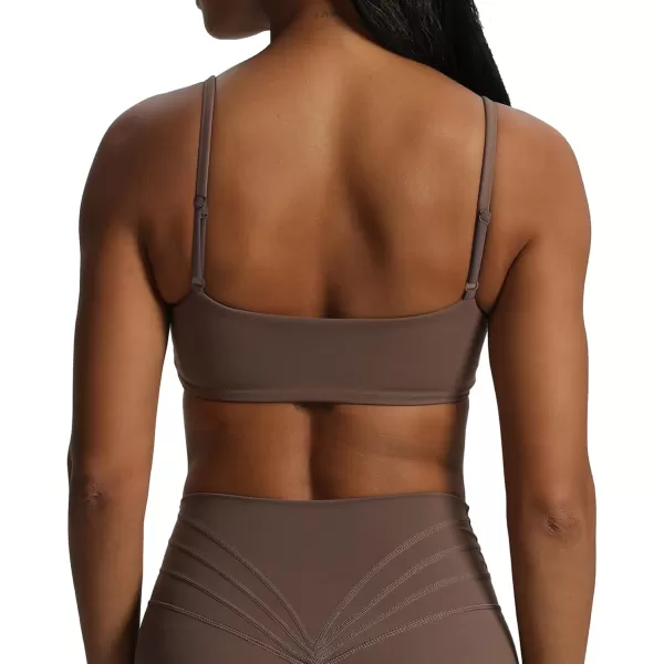 Aoxjox Womens Define Sculpt Bandeau Sports Bras Workout Curved Training Fitness Running Yoga Crop Tank TopFudge Coffee