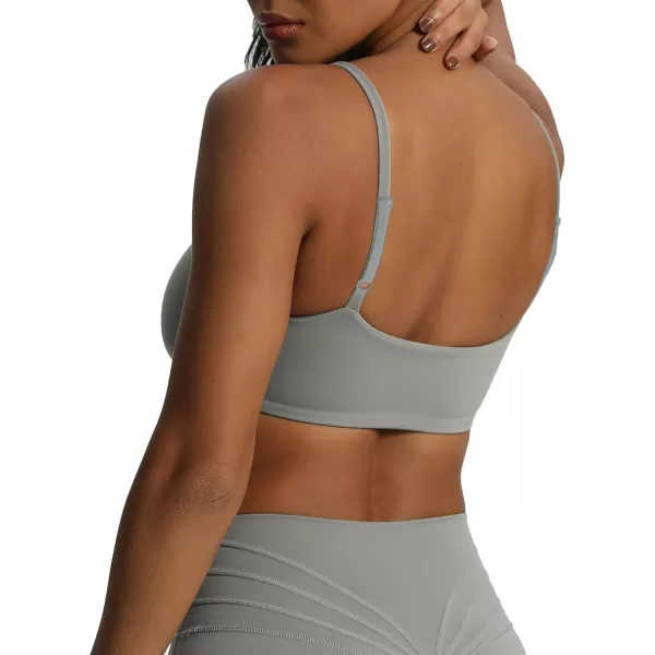 Aoxjox Womens Define Sculpt Bandeau Sports Bras Workout Curved Training Fitness Running Yoga Crop Tank TopGrey