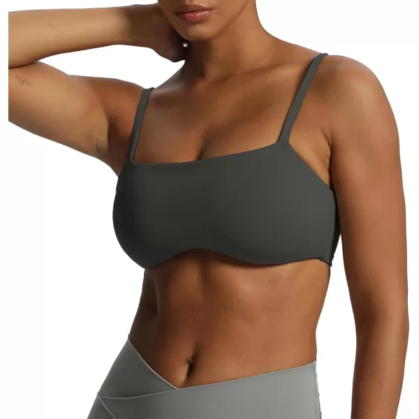 Aoxjox Womens Define Sculpt Bandeau Sports Bras Workout Curved Training Fitness Running Yoga Crop Tank TopIron Grey