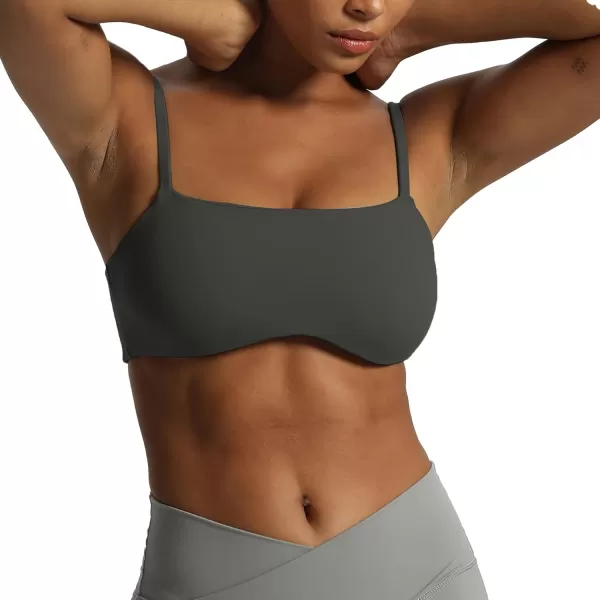 Aoxjox Womens Define Sculpt Bandeau Sports Bras Workout Curved Training Fitness Running Yoga Crop Tank TopIron Grey