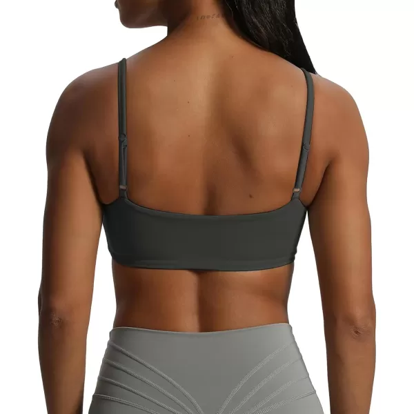 Aoxjox Womens Define Sculpt Bandeau Sports Bras Workout Curved Training Fitness Running Yoga Crop Tank TopIron Grey