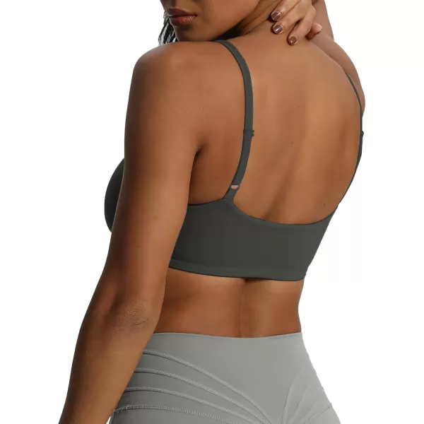 Aoxjox Womens Define Sculpt Bandeau Sports Bras Workout Curved Training Fitness Running Yoga Crop Tank TopIron Grey