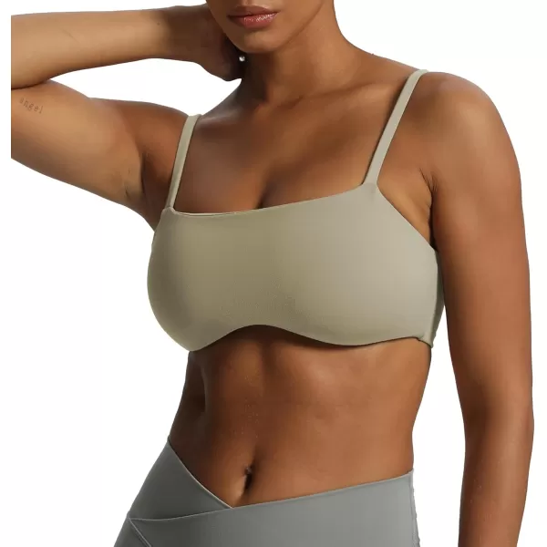 Aoxjox Womens Define Sculpt Bandeau Sports Bras Workout Curved Training Fitness Running Yoga Crop Tank TopMink