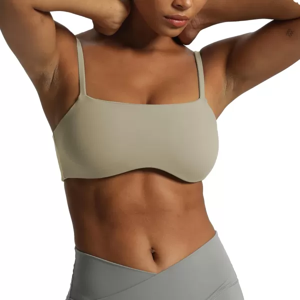 Aoxjox Womens Define Sculpt Bandeau Sports Bras Workout Curved Training Fitness Running Yoga Crop Tank TopMink