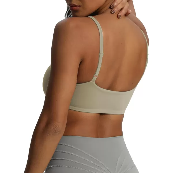 Aoxjox Womens Define Sculpt Bandeau Sports Bras Workout Curved Training Fitness Running Yoga Crop Tank TopMink