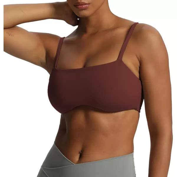 Aoxjox Womens Define Sculpt Bandeau Sports Bras Workout Curved Training Fitness Running Yoga Crop Tank TopRum Raisin