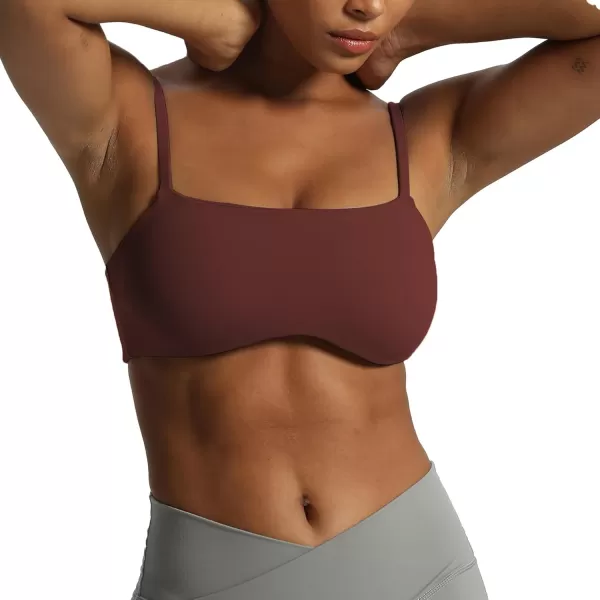 Aoxjox Womens Define Sculpt Bandeau Sports Bras Workout Curved Training Fitness Running Yoga Crop Tank TopRum Raisin