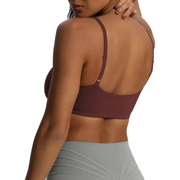 Aoxjox Womens Define Sculpt Bandeau Sports Bras Workout Curved Training Fitness Running Yoga Crop Tank TopRum Raisin