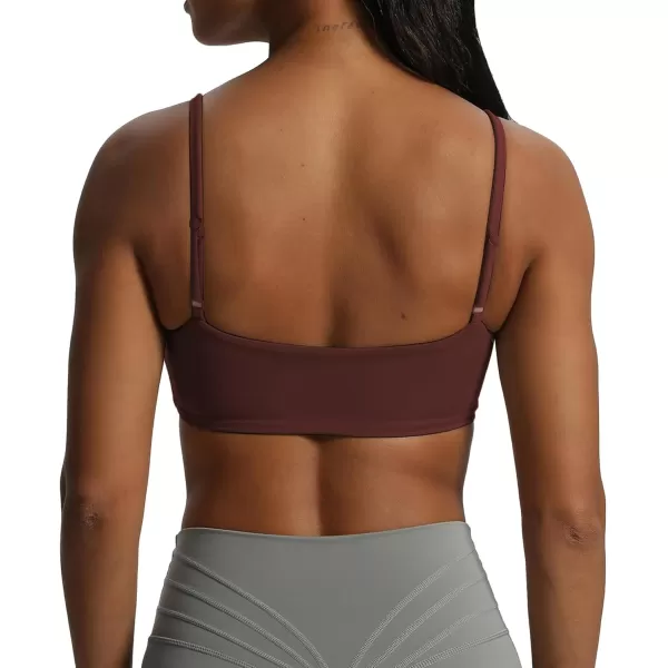 Aoxjox Womens Define Sculpt Bandeau Sports Bras Workout Curved Training Fitness Running Yoga Crop Tank TopRum Raisin