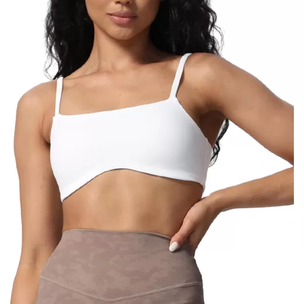 Aoxjox Womens Define Sculpt Bandeau Sports Bras Workout Curved Training Fitness Running Yoga Crop Tank TopWhite
