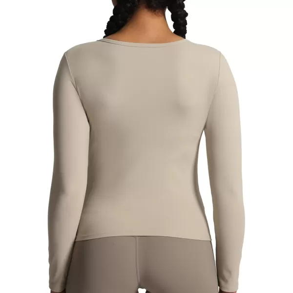 Aoxjox Womens Long Sleeve Top Buttery Soft Classic Tara Twist Workout Active Crew Neck TShirtsMink