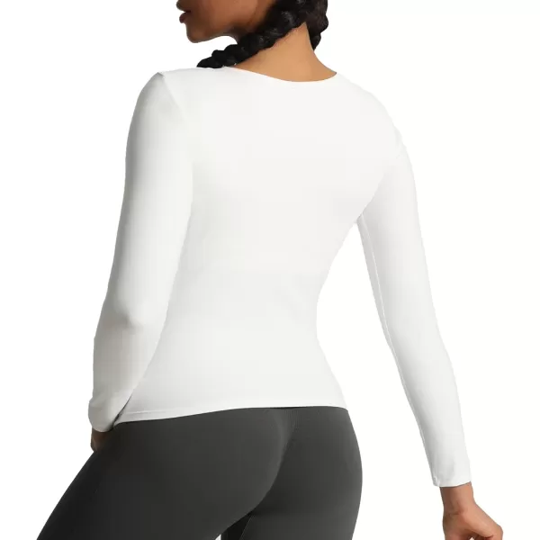 Aoxjox Womens Long Sleeve Top Buttery Soft Classic Tara Twist Workout Active Crew Neck TShirtsWhite