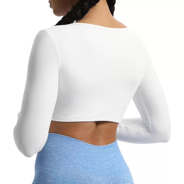 Aoxjox Womens Long Sleeve Top Buttery Soft Classic Tara Twist Workout Active Crew Neck TShirtsWhite