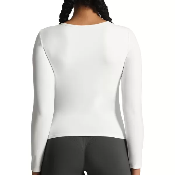 Aoxjox Womens Long Sleeve Top Buttery Soft Classic Tara Twist Workout Active Crew Neck TShirtsWhite