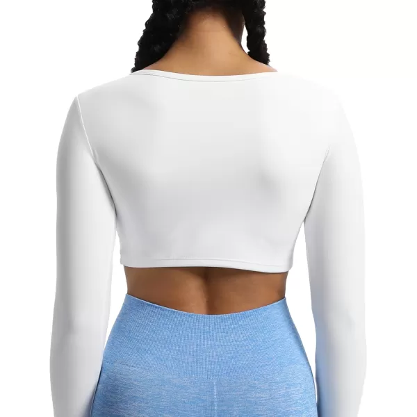 Aoxjox Womens Long Sleeve Top Buttery Soft Classic Tara Twist Workout Active Crew Neck TShirtsWhite