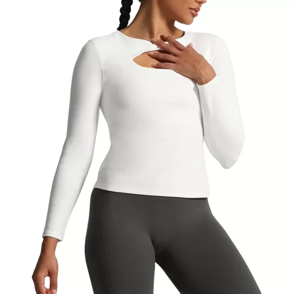Aoxjox Womens Long Sleeve Top Buttery Soft Classic Tara Twist Workout Active Crew Neck TShirtsWhite