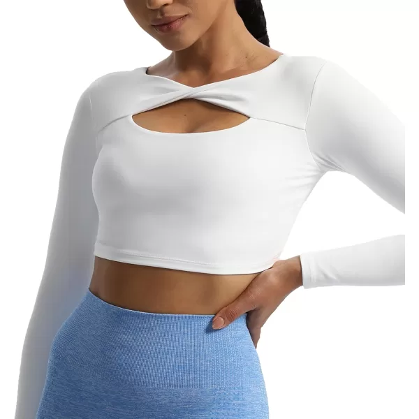 Aoxjox Womens Long Sleeve Top Buttery Soft Classic Tara Twist Workout Active Crew Neck TShirtsWhite