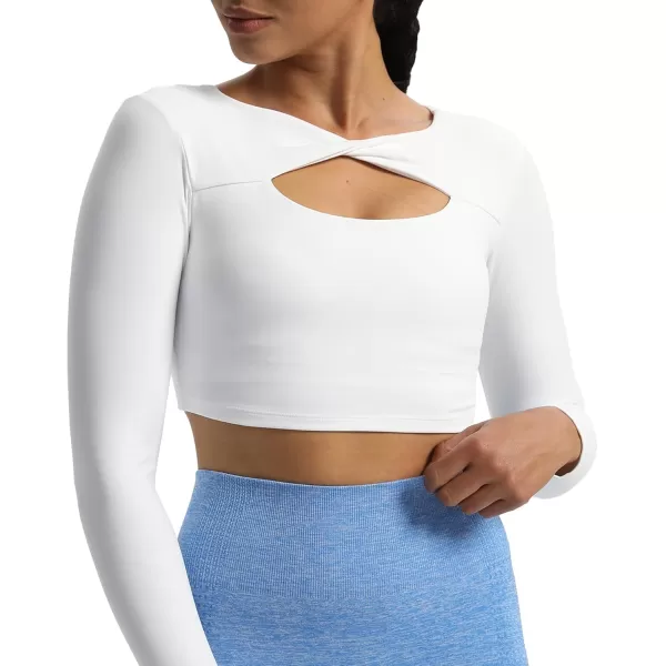 Aoxjox Womens Long Sleeve Top Buttery Soft Classic Tara Twist Workout Active Crew Neck TShirtsWhite