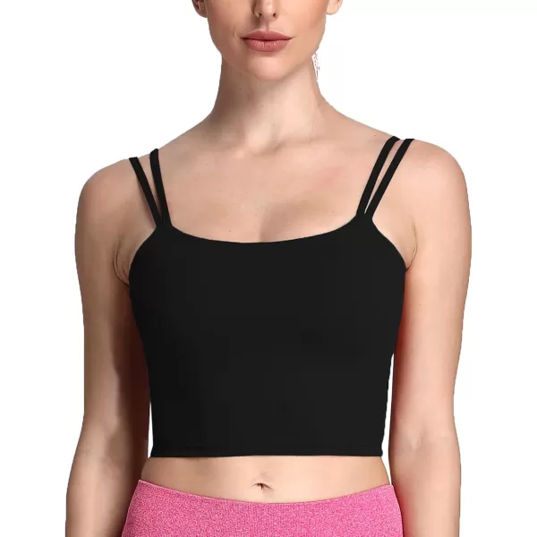 Aoxjox Womens Workout Sports Bras Fitness Padded Backless Yoga Crop Tank Top Twist Back Cami1 Black