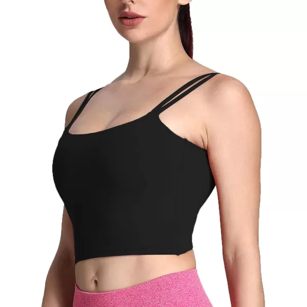Aoxjox Womens Workout Sports Bras Fitness Padded Backless Yoga Crop Tank Top Twist Back Cami1 Black