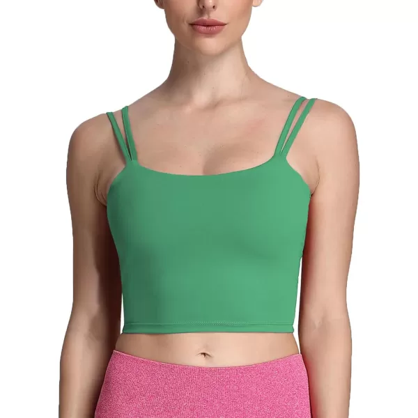 Aoxjox Womens Workout Sports Bras Fitness Padded Backless Yoga Crop Tank Top Twist Back CamiBottle Green