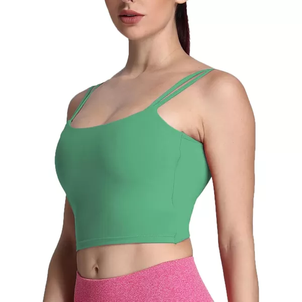 Aoxjox Womens Workout Sports Bras Fitness Padded Backless Yoga Crop Tank Top Twist Back CamiBottle Green