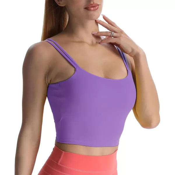Aoxjox Womens Workout Sports Bras Fitness Padded Backless Yoga Crop Tank Top Twist Back CamiChive Blossom