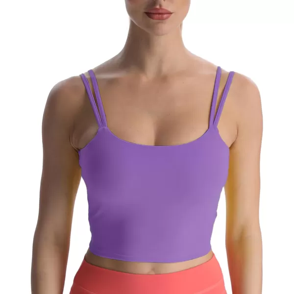 Aoxjox Womens Workout Sports Bras Fitness Padded Backless Yoga Crop Tank Top Twist Back CamiChive Blossom