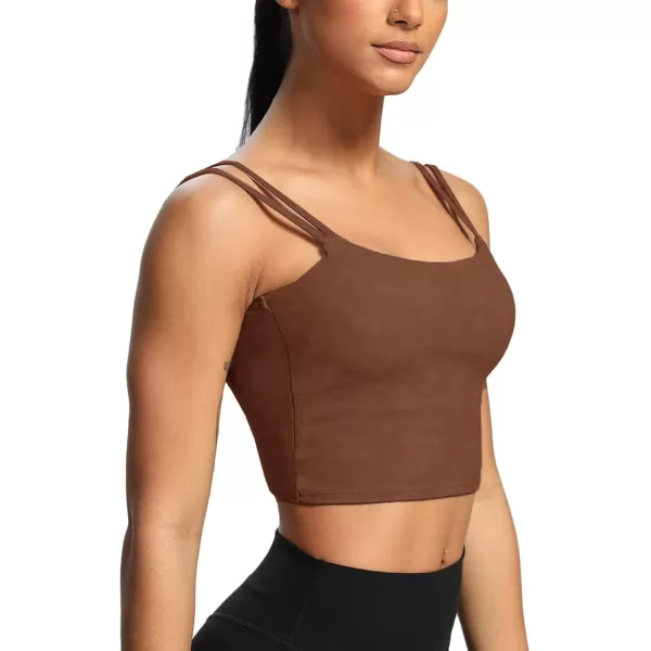 Aoxjox Womens Workout Sports Bras Fitness Padded Backless Yoga Crop Tank Top Twist Back CamiCloud Brown