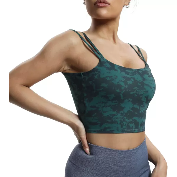Aoxjox Womens Workout Sports Bras Fitness Padded Backless Yoga Crop Tank Top Twist Back CamiCloud Dark Green