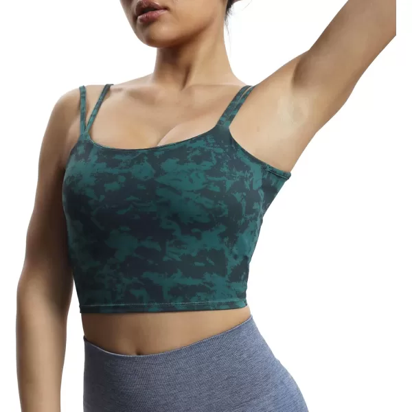 Aoxjox Womens Workout Sports Bras Fitness Padded Backless Yoga Crop Tank Top Twist Back CamiCloud Dark Green