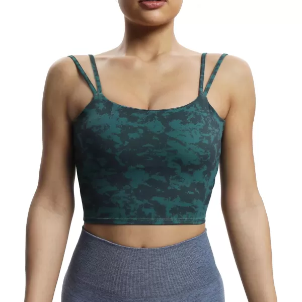 Aoxjox Womens Workout Sports Bras Fitness Padded Backless Yoga Crop Tank Top Twist Back CamiCloud Dark Green