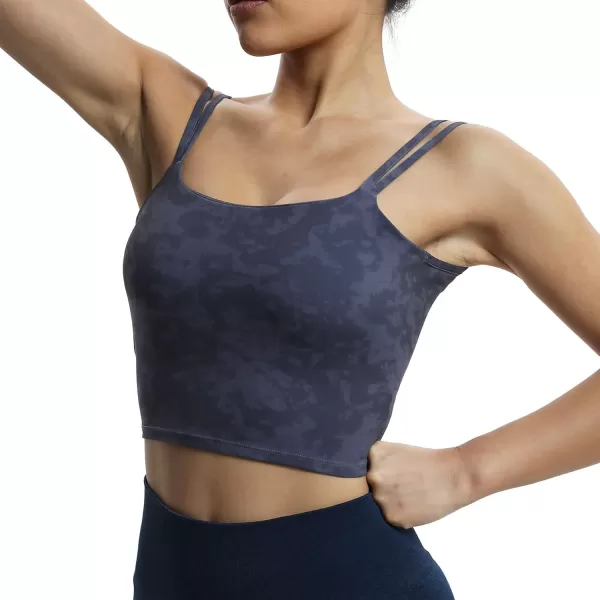 Aoxjox Womens Workout Sports Bras Fitness Padded Backless Yoga Crop Tank Top Twist Back CamiCloud Navy
