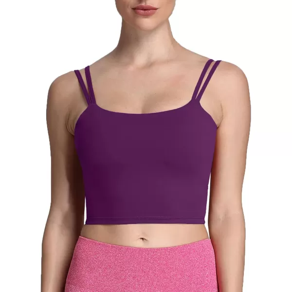 Aoxjox Womens Workout Sports Bras Fitness Padded Backless Yoga Crop Tank Top Twist Back CamiDark Purple