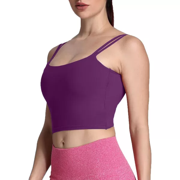Aoxjox Womens Workout Sports Bras Fitness Padded Backless Yoga Crop Tank Top Twist Back CamiDark Purple
