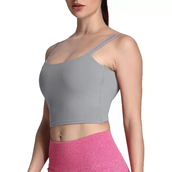 Aoxjox Womens Workout Sports Bras Fitness Padded Backless Yoga Crop Tank Top Twist Back CamiGrey