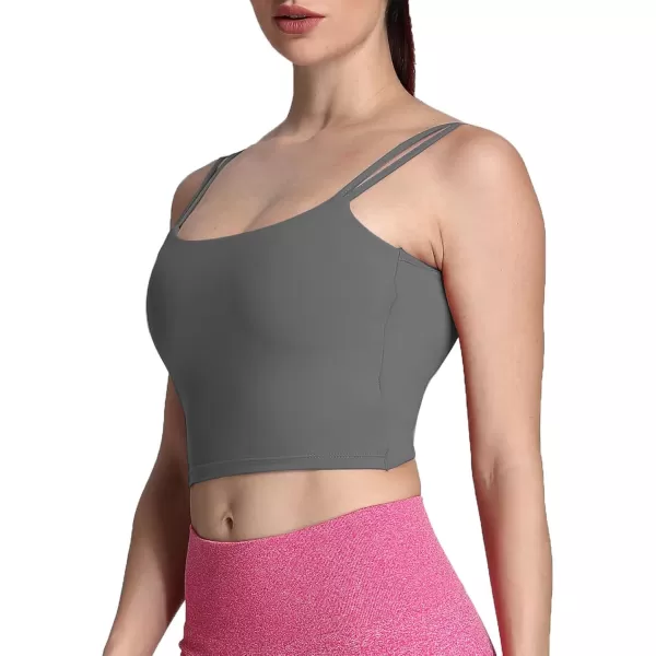 Aoxjox Womens Workout Sports Bras Fitness Padded Backless Yoga Crop Tank Top Twist Back CamiIron Grey