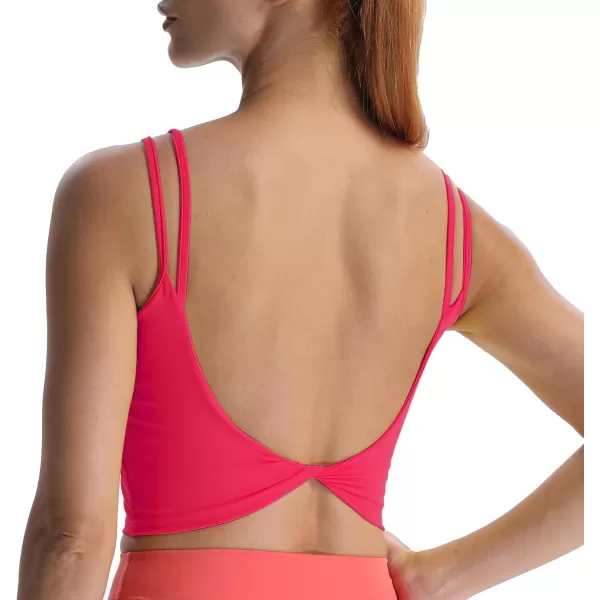 Aoxjox Womens Workout Sports Bras Fitness Padded Backless Yoga Crop Tank Top Twist Back CamiLove Potion