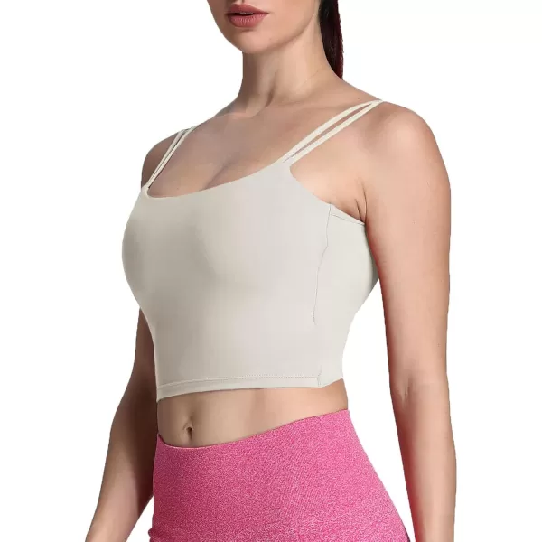 Aoxjox Womens Workout Sports Bras Fitness Padded Backless Yoga Crop Tank Top Twist Back CamiMink