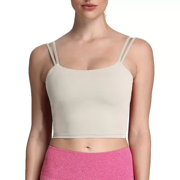 Aoxjox Womens Workout Sports Bras Fitness Padded Backless Yoga Crop Tank Top Twist Back CamiMink