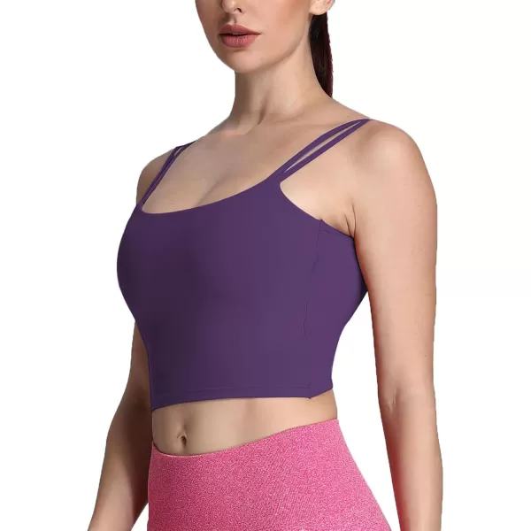 Aoxjox Womens Workout Sports Bras Fitness Padded Backless Yoga Crop Tank Top Twist Back CamiMulberry Purple