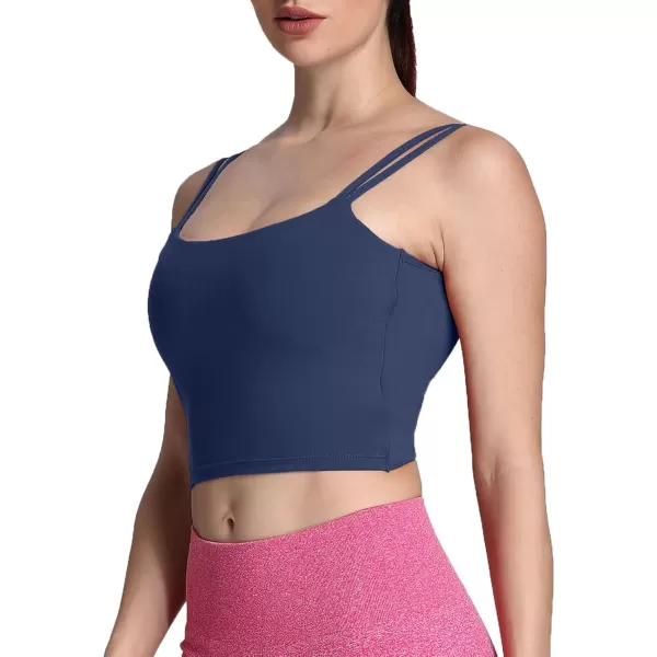 Aoxjox Womens Workout Sports Bras Fitness Padded Backless Yoga Crop Tank Top Twist Back CamiNavy
