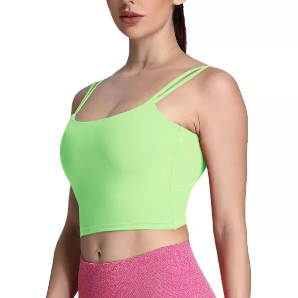 Aoxjox Womens Workout Sports Bras Fitness Padded Backless Yoga Crop Tank Top Twist Back CamiParadise Green
