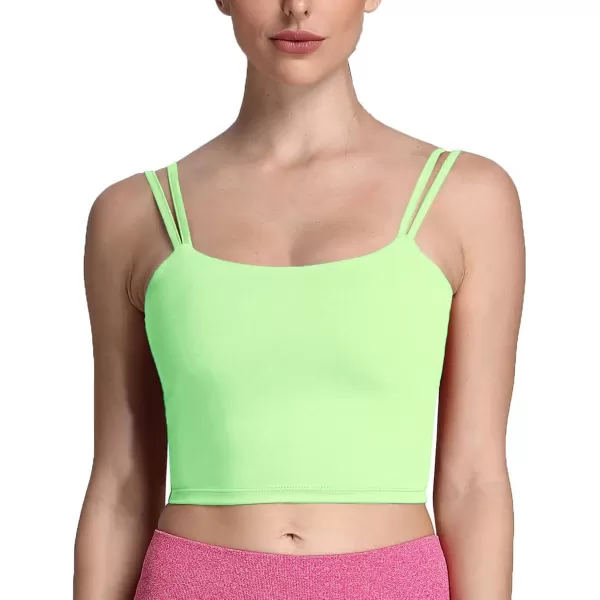 Aoxjox Womens Workout Sports Bras Fitness Padded Backless Yoga Crop Tank Top Twist Back CamiParadise Green